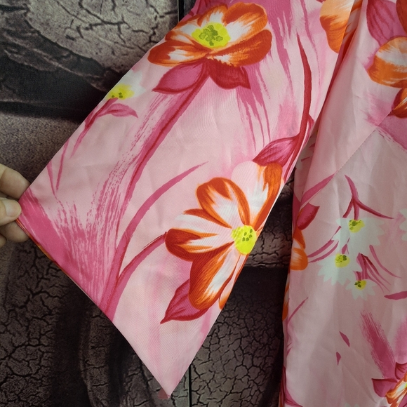Pomare HAWAII Vintage 70's floral pink,orange Kaftan Dress. Size 14. - Picture 5 of 5